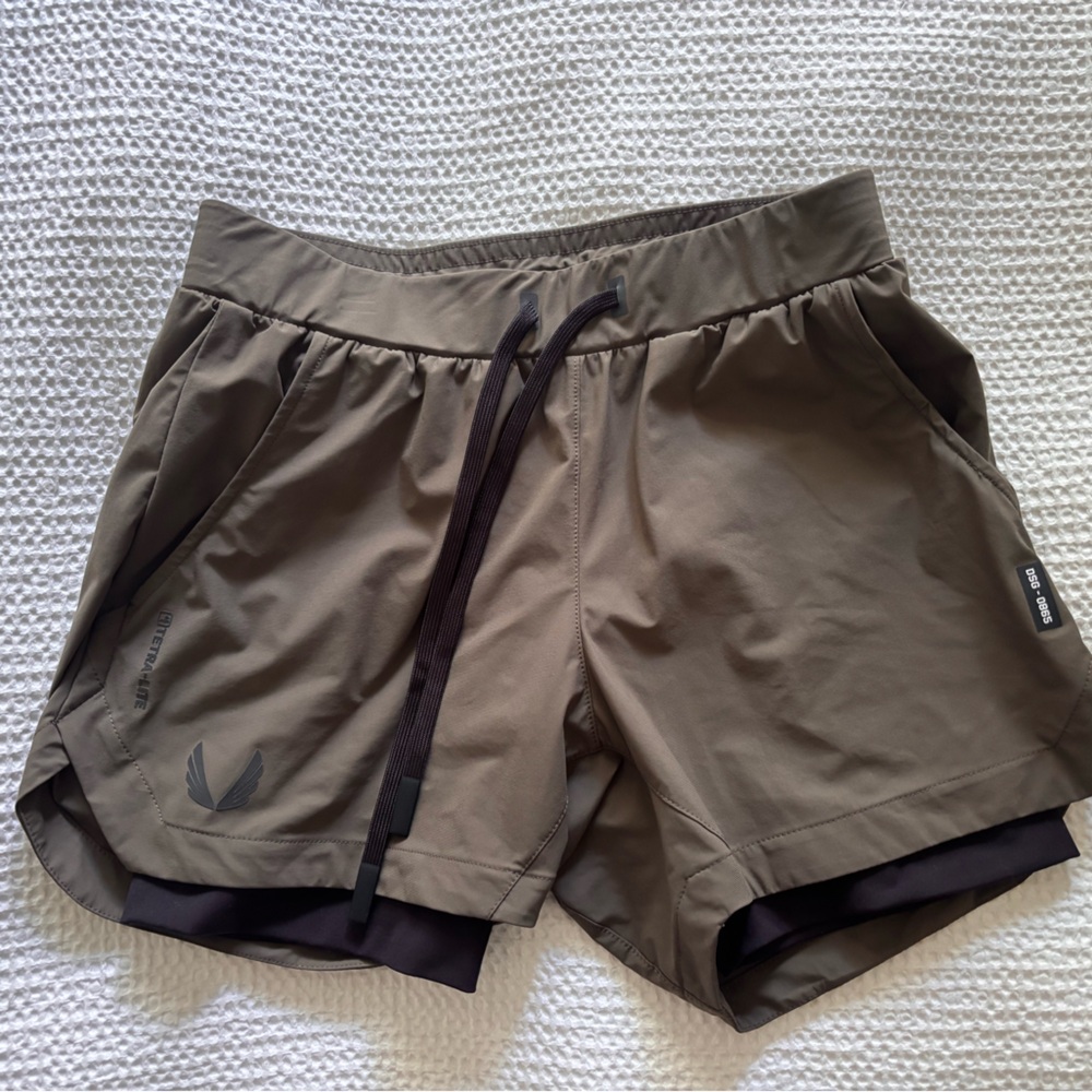 ASRV Men's Athletic Shorts in Olive and Black